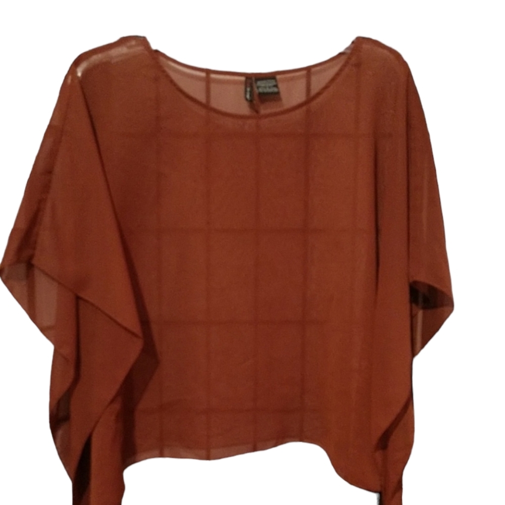 Sheer Poncho Burnt Orange Cover-up sz Small